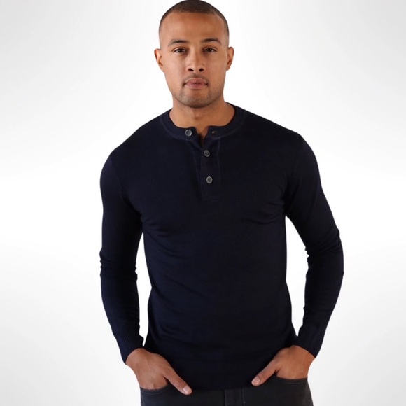Jerry Kaye Collection Dark Grey Merino Wool Henley Sweater (small) NTW!